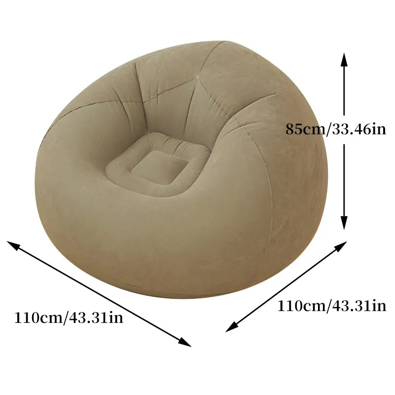 Canapé gonflable rond Khaki – Fauteuil paresseux portable