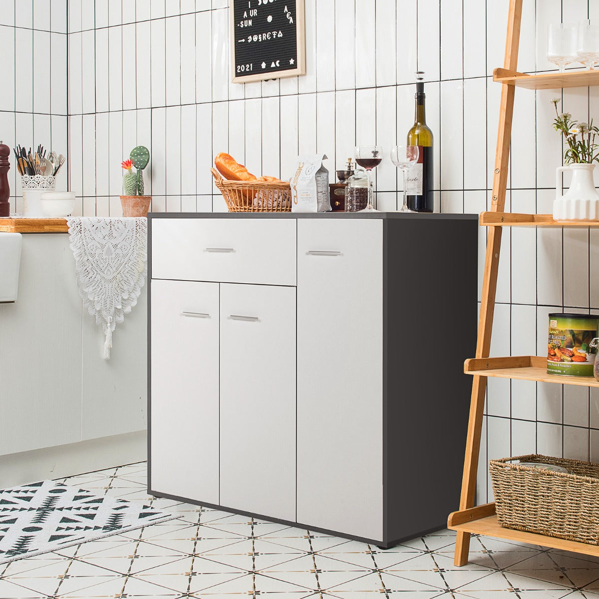 Buffet enfilade moderne 3 portes avec étagère réglable