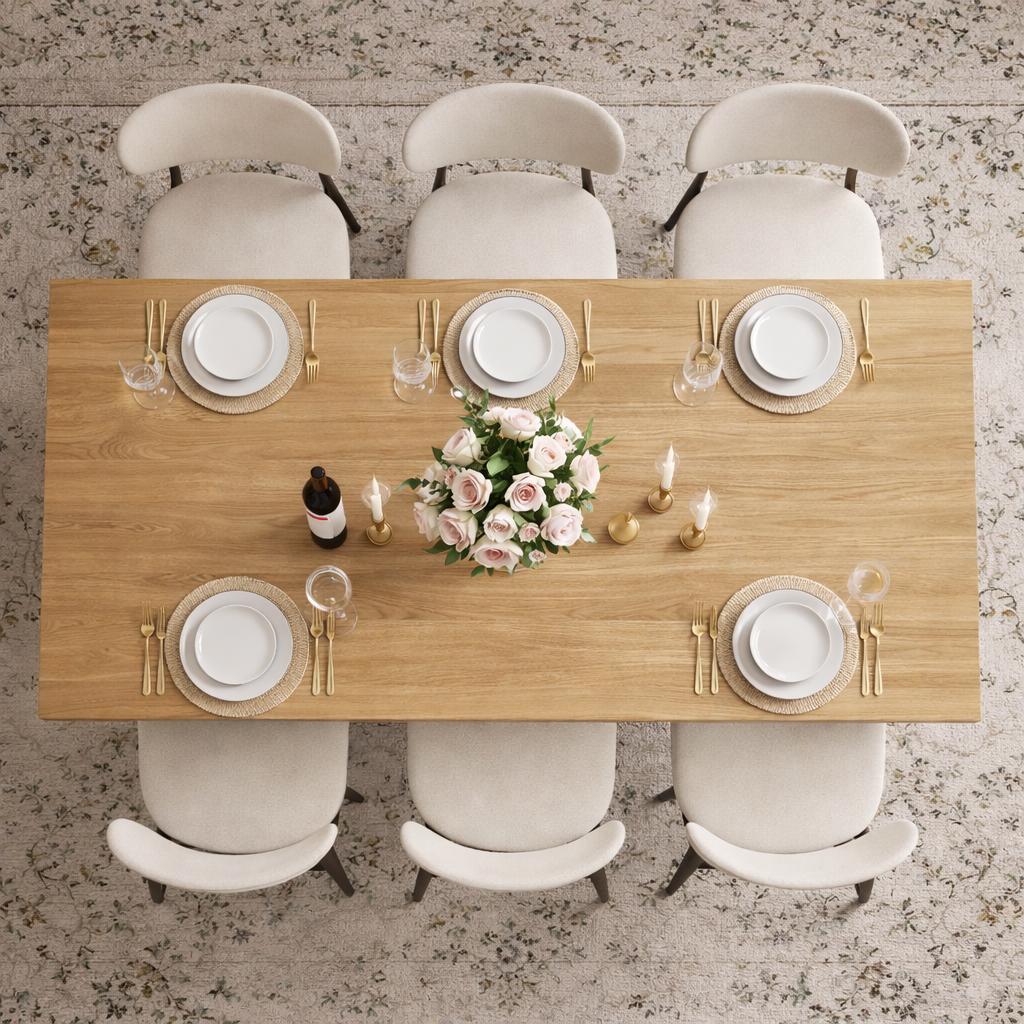 Table à manger 200 cm avec 6 chaises rembourrées – Style moderne