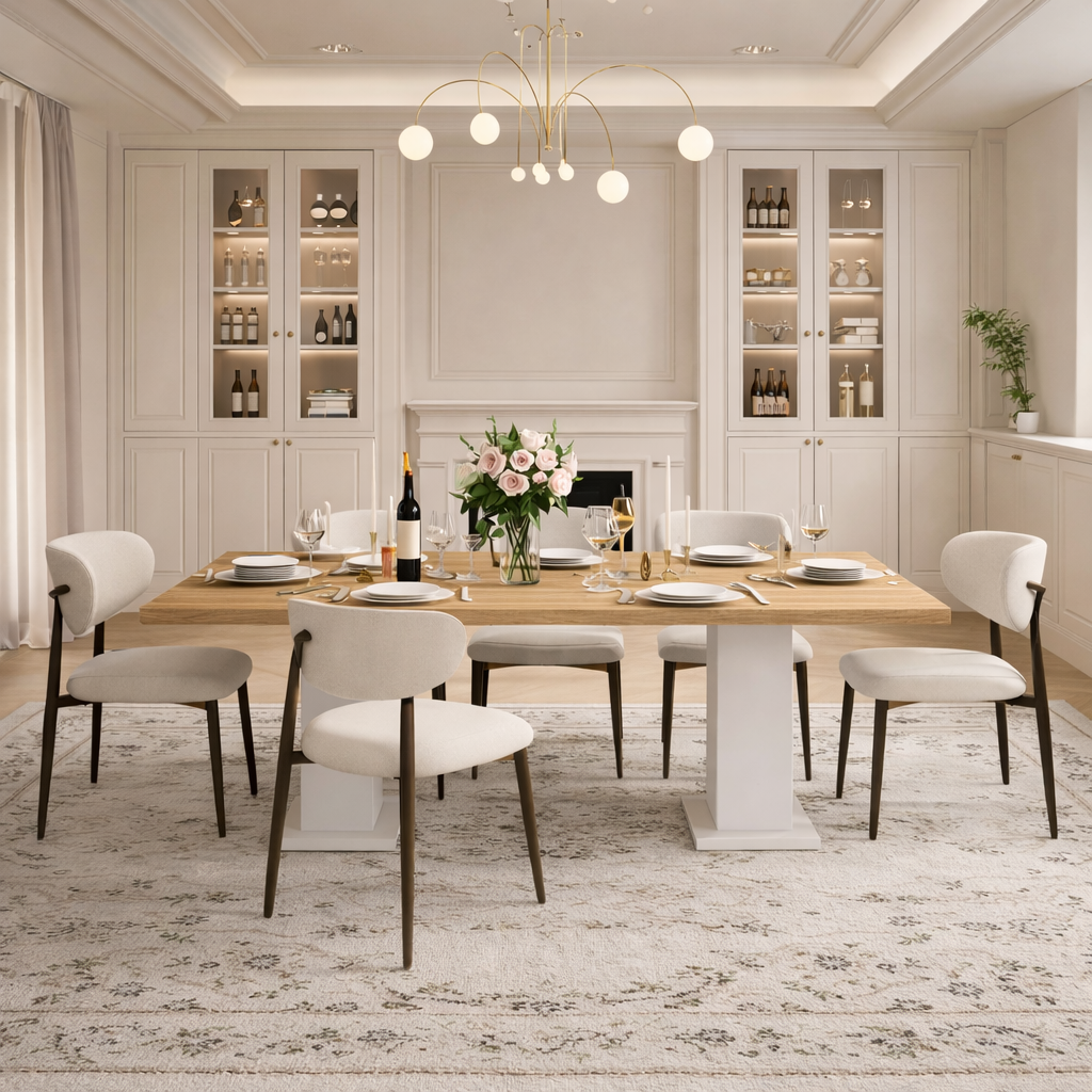 Table à manger 200 cm avec 6 chaises rembourrées – Style moderne