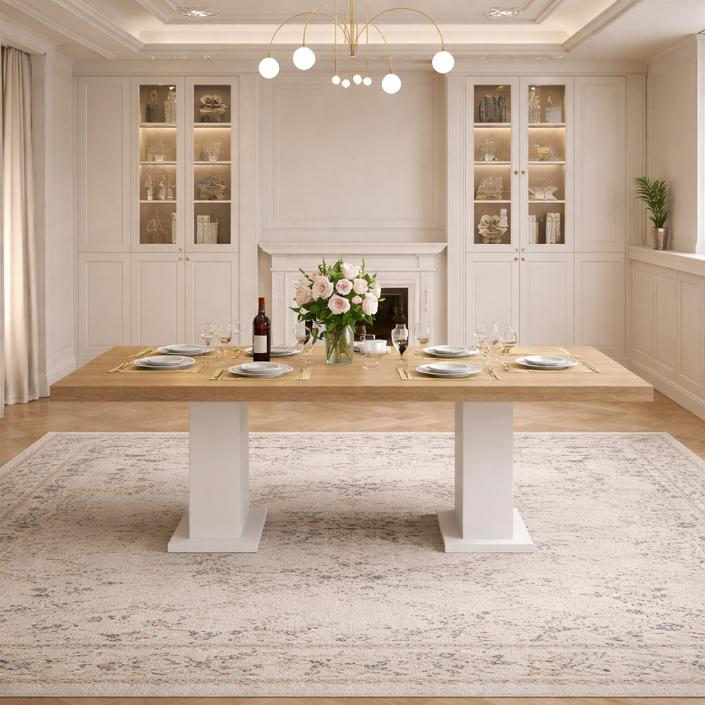Table à manger 200 cm avec 6 chaises rembourrées – Style moderne