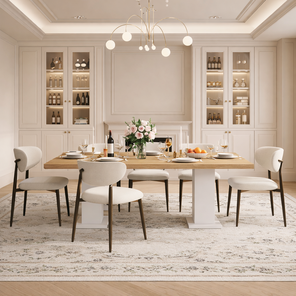 Table à manger 200 cm avec 6 chaises rembourrées – Style moderne
